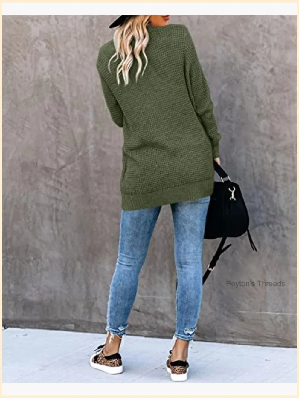 Lightweight Acrylic Nylon Waffle Knit Cardigan with Pockets